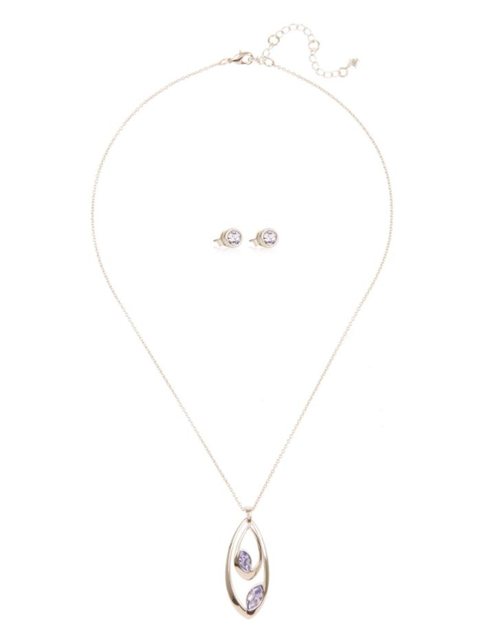 Marks & Spencer Double Teardrop Pendant Necklace & Earrings Set Made With Swarovski&reg; Elements Purple Mix