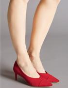 Marks & Spencer Leather Kitten Heel Court Shoes Red