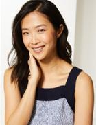Marks & Spencer Pure Cotton Colour Block Knitted Vest Medium Blue Mix