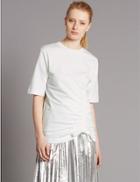 Marks & Spencer Pure Cotton Ruched Front Jersey Top Soft White