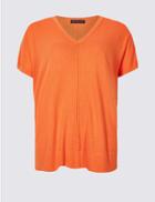 Marks & Spencer Curve V-neck Short Sleeve Jumper Bright Orange