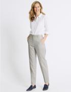 Marks & Spencer Cotton Blend Striped Straight Leg Trousers White Mix