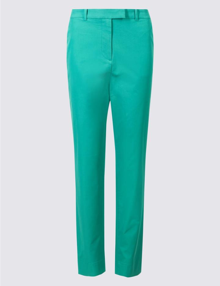 Marks & Spencer Cotton Rich Straight Leg Chinos Pale Jade
