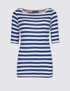 Marks & Spencer Pure Cotton Striped Half Sleeve T-shirt Blue Mix