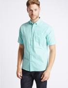 Marks & Spencer Pure Cotton Oxford Shirt With Pocket Mint
