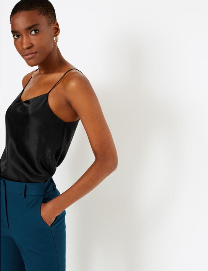 Marks & Spencer Silk Strappy Regular Fit Cami Black