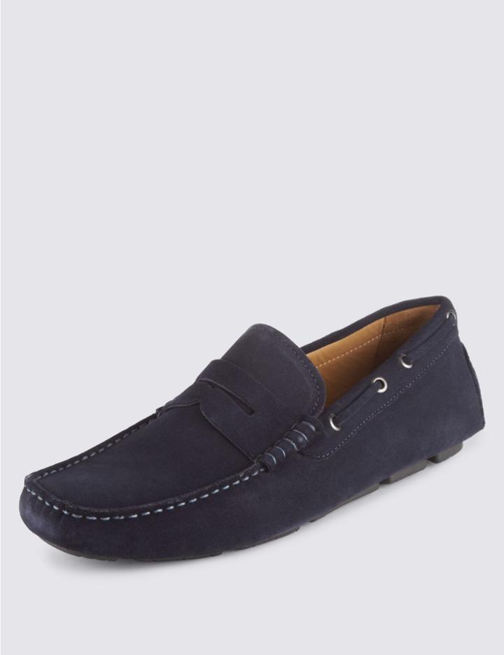 Marks & Spencer Suede Driving Slip-on Shoes Blue