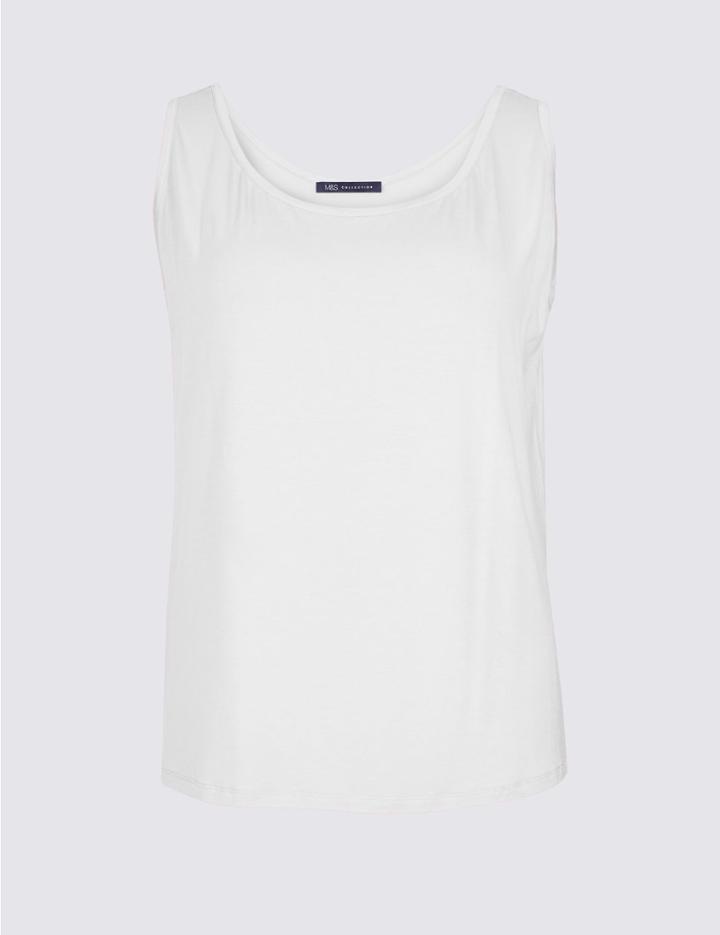 Marks & Spencer Curve Jersey Round Neck Vest Top Ivory