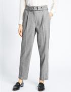 Marks & Spencer Buckle Front Tapered Leg Trousers Grey