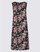 Marks & Spencer Linen Blend Printed Tunic Dress Black Mix