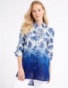 Marks & Spencer Pure Cotton Printed Longline Shirt Blue Mix