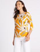 Marks & Spencer Floral Print Slash Neck 3/4 Sleeve Top Yellow Mix