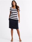 Marks & Spencer Linen Rich Straight Mini Skirt Navy