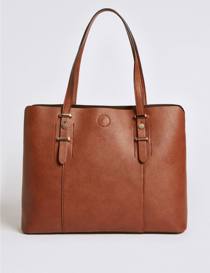 Marks & Spencer Faux Leather Soft Stud Tote Bag Tan