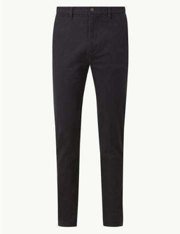 Marks & Spencer Longer Length Skinny Fit Cotton Rich Chinos Navy