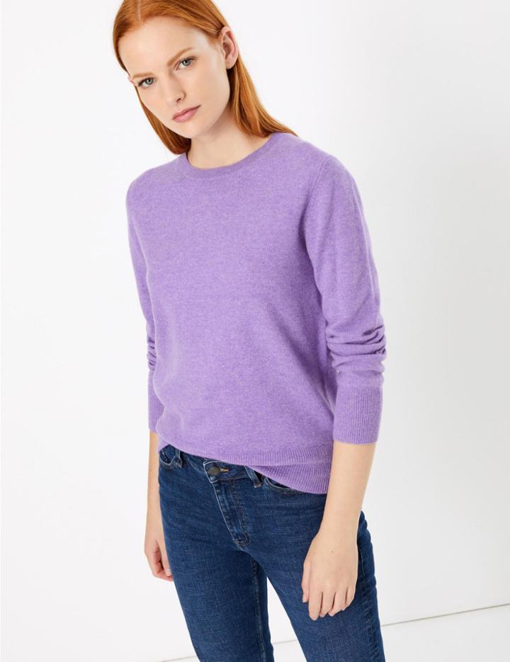 Marks & Spencer Pure Cashmere Crew Neck Jumper Mauve