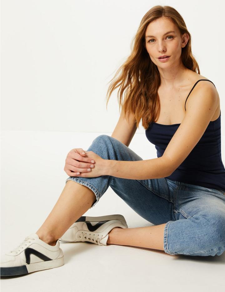 Marks & Spencer 2 Pack Fitted Scoop Neck Vest Top Navy Mix