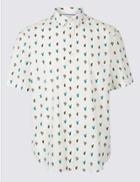 Marks & Spencer Pure Cotton Cactus Print Shirt White Mix