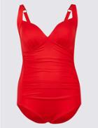 Marks & Spencer Plus Secret Slimming&trade; Ruched Plunge Swimsuit Red