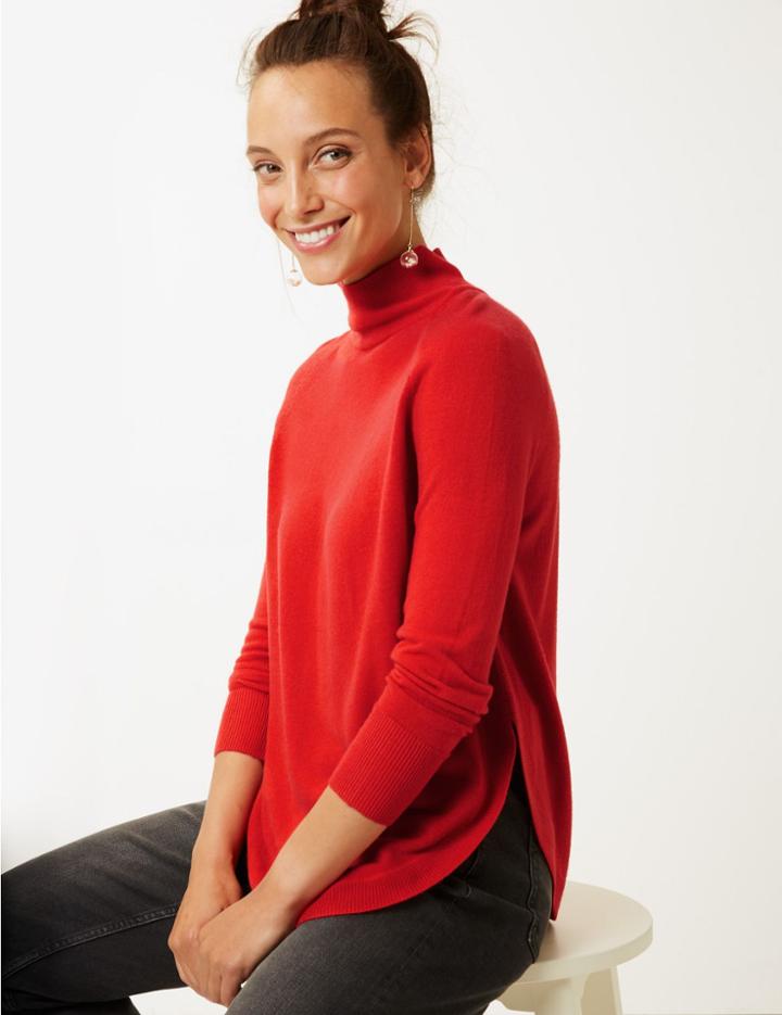 Marks & Spencer Curved Hem High Neck Jumper Chilli