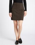 Marks & Spencer Checked Bodycon Mini Skirt Taupe Mix