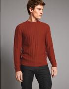 Marks & Spencer Supima Cotton Rich Textured Slim Fit Jumper Marmalade