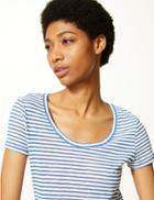 Marks & Spencer Cotton Rich Striped T-shirt Blue Mix