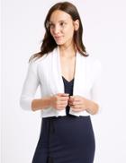 Marks & Spencer Open Front 3/4 Sleeve Cardigan Soft White