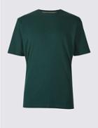 Marks & Spencer Pure Cotton Regular Fit T-shirt With Staynew&trade; Dark Evergreen