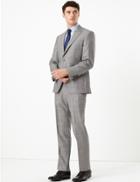 Marks & Spencer Tailored Wool Checked Jacket Grey