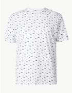 Marks & Spencer Pure Cotton Shark Print T-shirt White Mix
