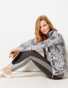 Marks & Spencer Floral Print Fleece Jacket Grey Mix
