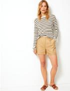 Marks & Spencer Button Tab Casual Shorts Stone