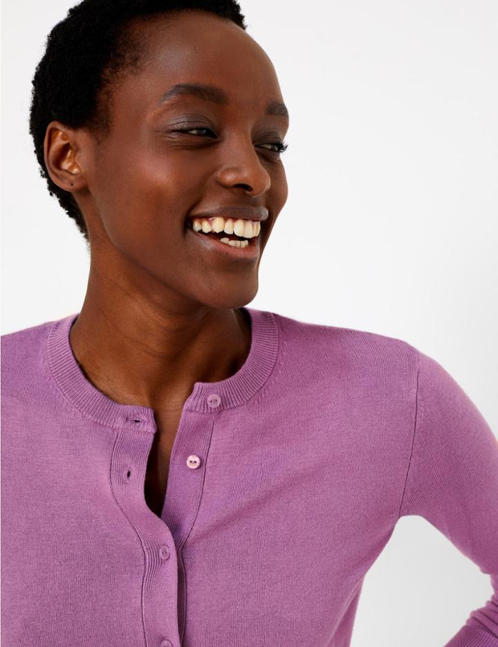 Marks & Spencer Crew Neck Cardigan Violet