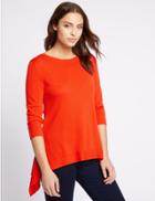 Marks & Spencer Dipped Side Round Neck Jumper Paprika