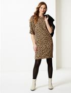 Marks & Spencer Animal Print Shift Dress Brown Mix