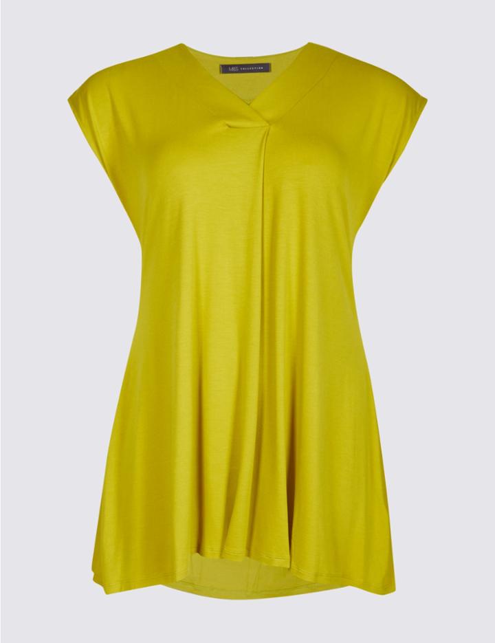Marks & Spencer Curve Pleat Detail V-neck Vest Top Lime
