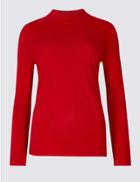 Marks & Spencer Funnel Neck Long Sleeve Jumper Poppy
