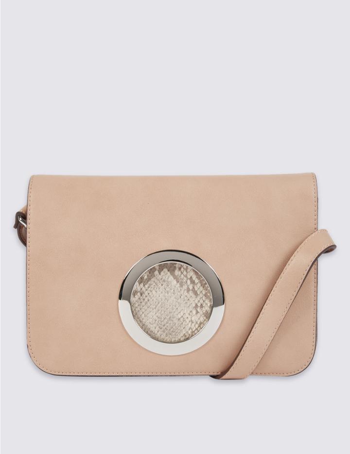 Marks & Spencer Faux Leather Ring Across Body Bag Nude Mix