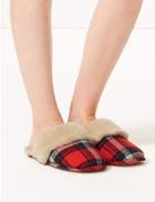 Marks & Spencer Checked Mule Slippers Red Mix