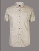 Marks & Spencer Slim Fit Striped Polo Shirt Grey Mix