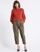 Marks & Spencer Checked Tapered Leg Trousers Grey