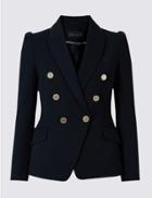 Marks & Spencer Petite Double Breasted Blazer Navy