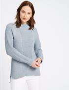 Marks & Spencer Pure Cotton Textured Slash Neck Jumper Chambray