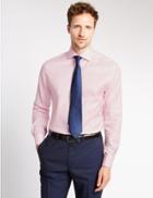 Marks & Spencer Pure Cotton Easy To Iron Slim Fit Shirt Pink Sorbet