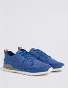 Marks & Spencer Suede Whipstitch Lace-up Trainers Blue
