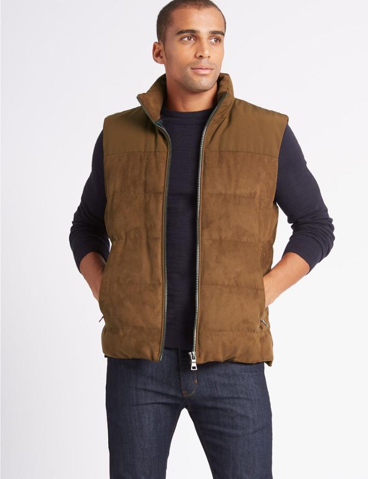 Marks & Spencer Quilted Gilet With Stormwear&trade; Tobacco