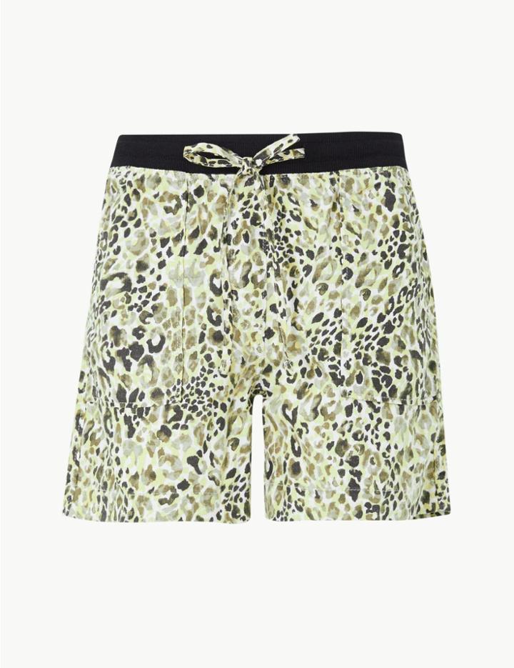 Marks & Spencer Animal Print Casual Shorts Black Mix