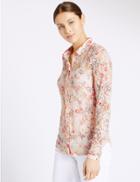 Marks & Spencer Printed Lace Long Sleeve Shirt Pink Mix