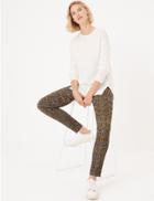Marks & Spencer Snake Print Skinny Ankle Grazer Trousers Brown Mix